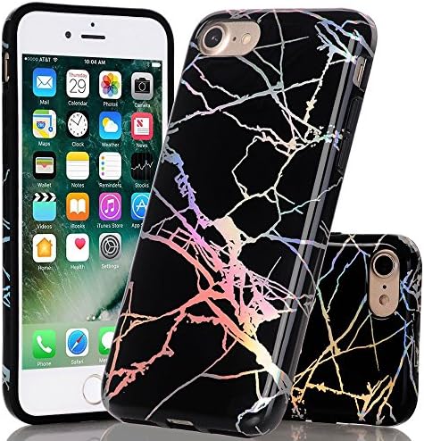 laser phone case,Swishly Protective case new Black Holo Chrome marble case rainbow case print with a glossy finish for iphone 7/iphone 8
