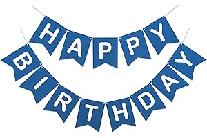 LITAUS, Navy Blue Happy Birthday Banner - Pre-Strung, 9 ft, No DIY | Birthday Decorations | Happy Birthday Sign for Birthday Decor, Backdrop | Birthday Banner for Women, Men