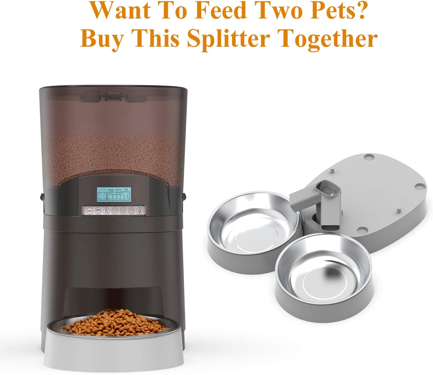 Kitchen & Dining : WellToBe Automatic Cat Feeder, 7L Pet Feeder Transnsparent Food Dispenser for Dogs and Cats, Programmable Timer for up to 6 Meals per Day, 1-48 Portion Control, 10s Voice Recorder : 