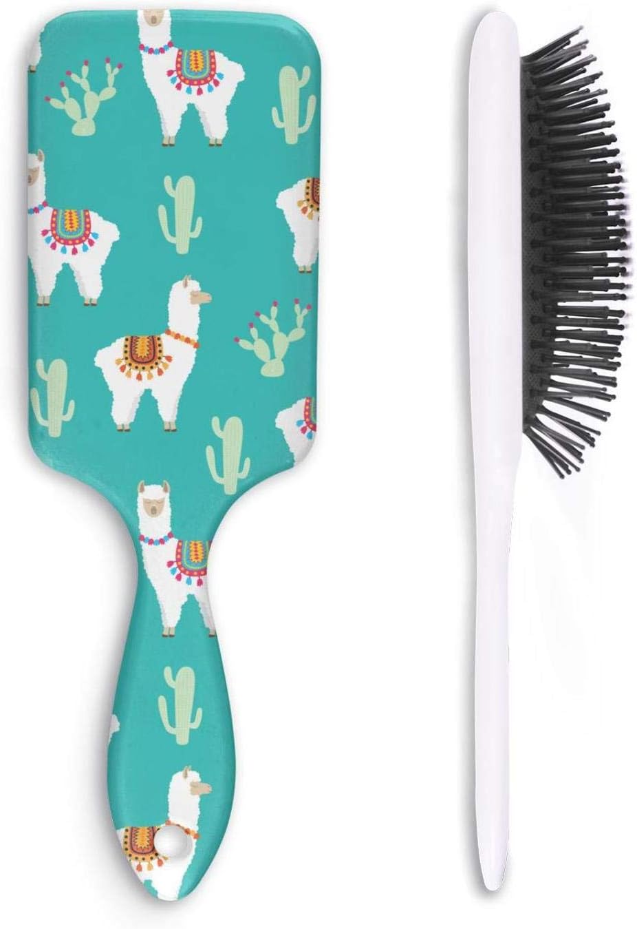 Unisex Detangle Hair Brush Cactus Llama Alpaca Boar Bristle Paddle Hairbrush for Wet, Dry, Thick, Thin,Curly hair