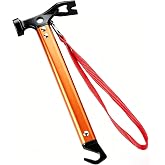 Carbon Steel Aluminum Camping Hammer, 12" Small Lightweight Three-in-One Functional Tent Stake Hammer for Hiking Kit Orange