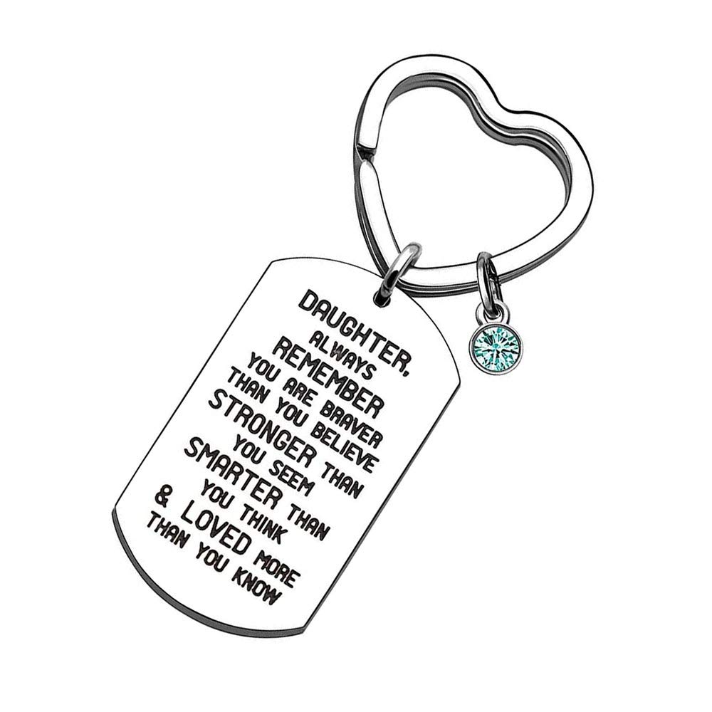 Pubiao Daughter Keyring Gift Key Chains You are Braver Than You Believe Encourage Key Rings from Dad Mum Graduation Birthday Christmas Anniversary Key Chain