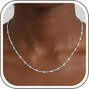JophyX 925 Sterling Silver Chain Necklace for Women - 1.2mm Sterling Silver Sparkle Disk Chain Necklace Thick Sturdy Colourfa