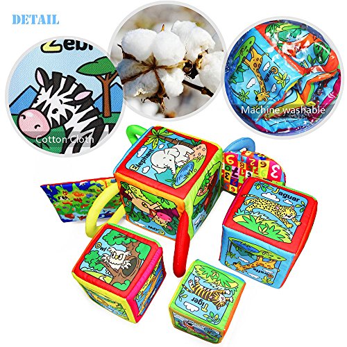 TEYTOY Baby Toys First Words Rattle Magic Education Toys Baby Early Education Cotton Animal Series Magical Rattle Color Intelligence Toys for 0-24 Months Infant Kids