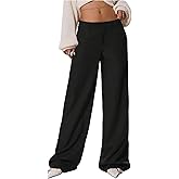 GORGLITTER Women's Low Rise Waisted Dress Pants Trousers Dressy Wide Leg Straight Slacks Pants Business Casual Outfits