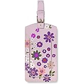 Kate Spade New York Vegan Leather Luggage Tag for Women, Pink/Purple Durable Suitcase ID Tag, Pacific Petals