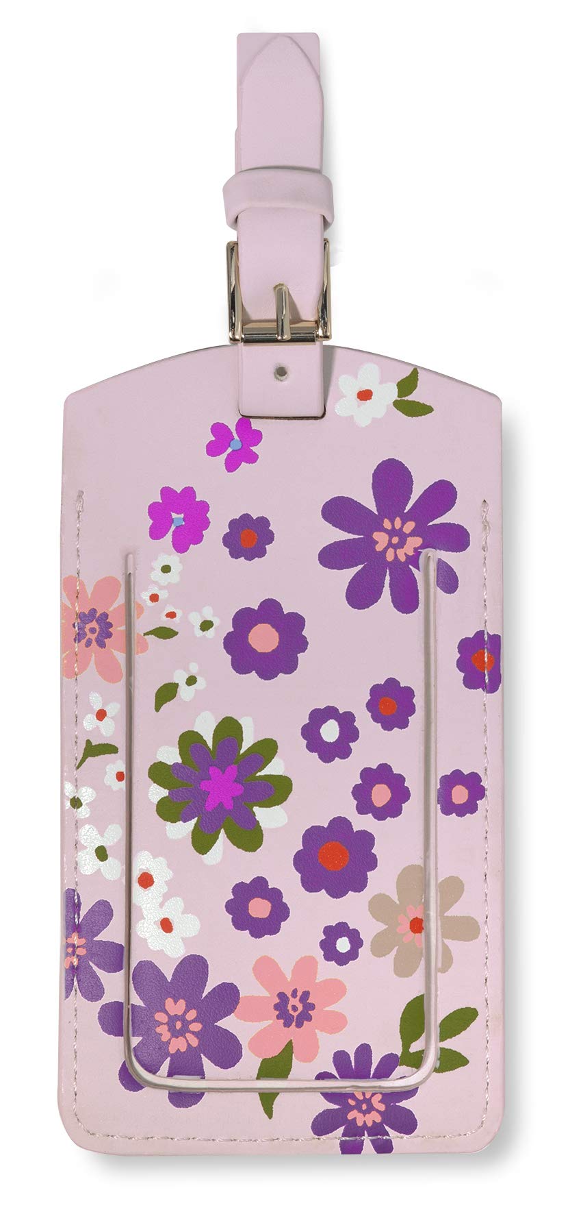 Kate Spade New York Durable Purple/Blush Floral Vegan Leather Travel Bag Luggage Tag, Pacific Petals