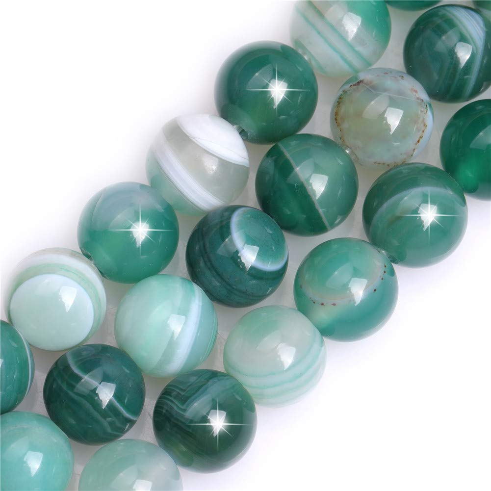 Natural Green Onyx Agate Gemstone Semi Precious Round 12mm Loose Beads for Jewellery Making DIY Bracelet Necklace Crafts 15''