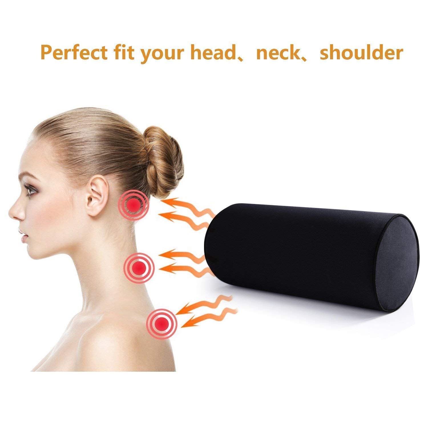 Dreamer Car Roll Neck Pillow Cervical Pillow for Car Seat,Comfortable Memory Foam Car Neck Pillow Support your Neck for Pain Relief, Black