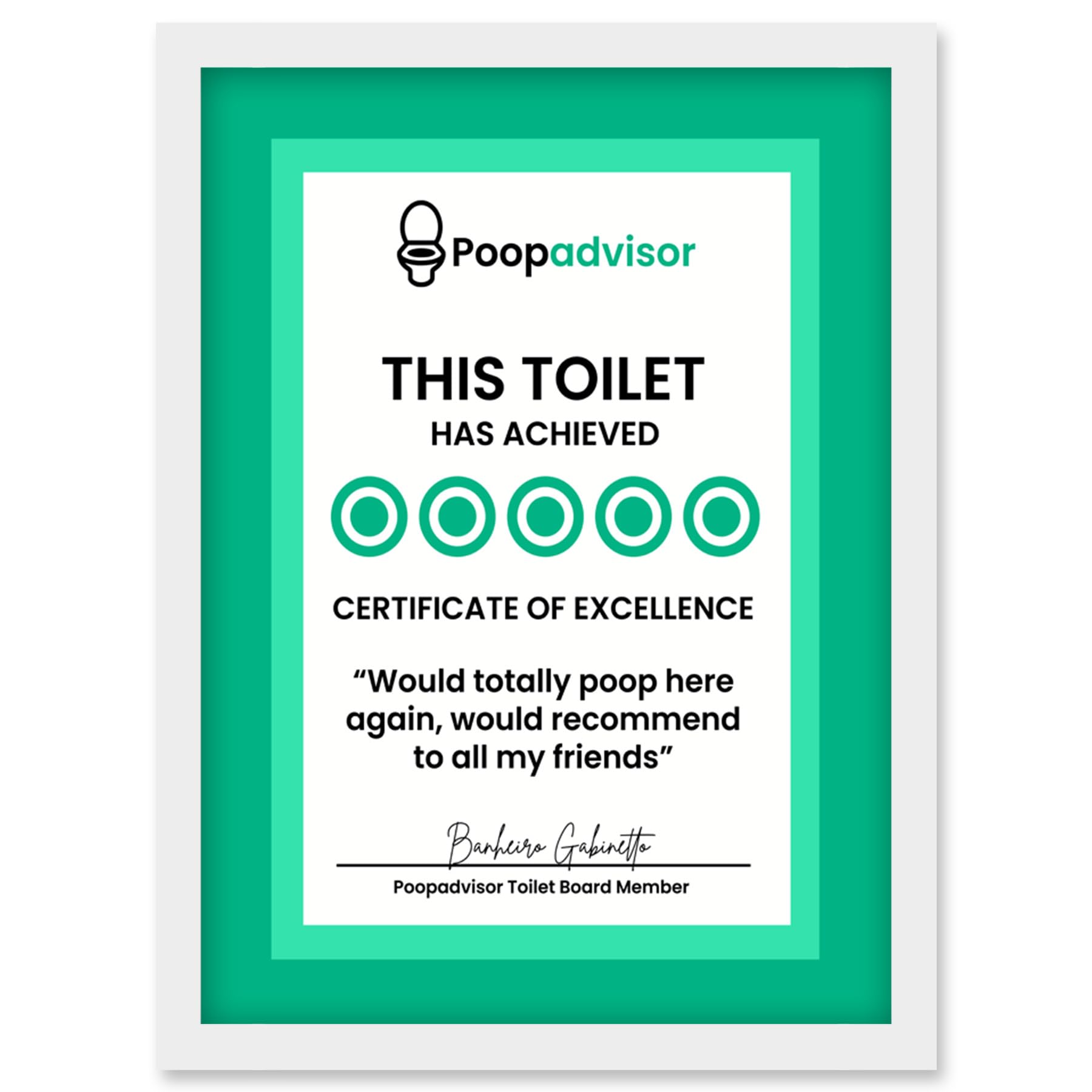 Funny Bathroom Wall Art Five Stars Poop Advisor Toilet Sign Bathroom Decor Artwork Framed Wall Art Print A4