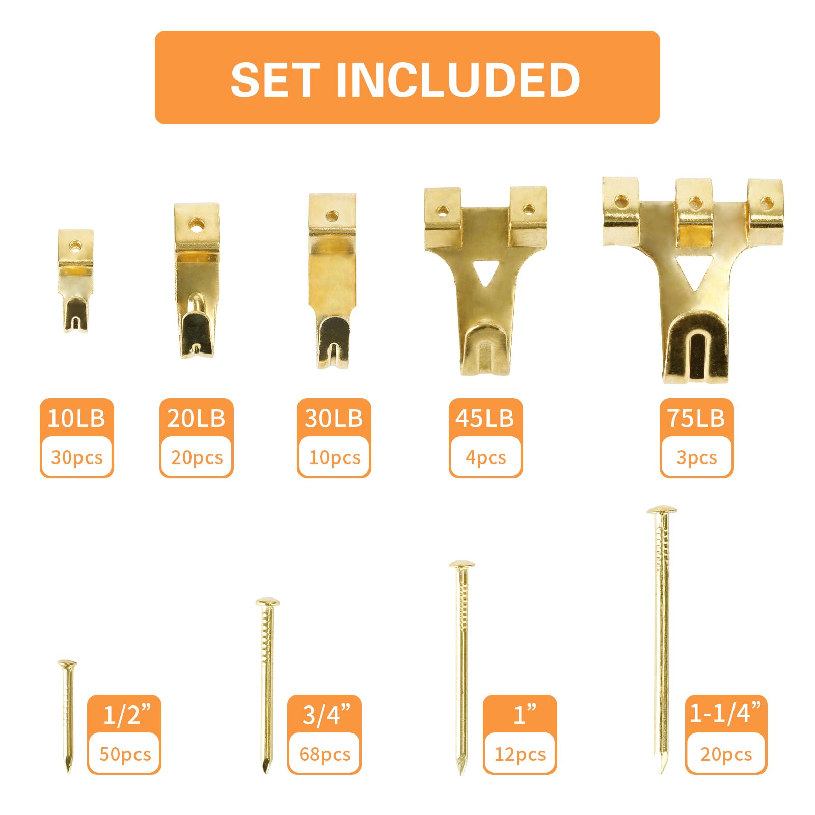 Hongway 276pcs Picture Hanging Kit, Picture Hangers, Heavy Duty Frame Hooks Assortmentwith Nails, Hanging Wire, Screw Eyes, D Ring and Sawtooth Hardware for Frames Mounting