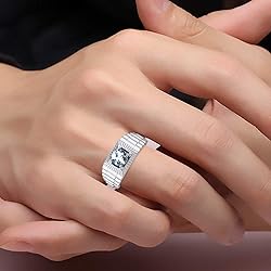 Rylos Men's Ring Sterling Silver Ring, 7MM Round