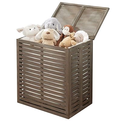 Buy Mdesign Bamboo Laundry Hamper Basket With Removable Fabric Liner And Decorative Wood Slats Portable And Foldable For Compact Storage Single Hamper Design Gray Bamboo Online In Indonesia B07w5xd9xh