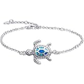 PUPILLEMON Blue Opal Sea Turtle Bracelet Sterling Silver Bracelets Fine Jewelry For Women Gifts New Version 4 Level Adjustable Bracelet