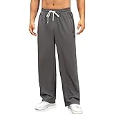 KOMENTIR Men's Lounge Pants Wide Leg Drawstring Elastic Waist Casual Trousers Lightweight Travel Pants with Pockets