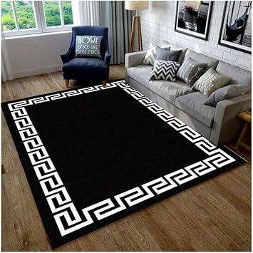 Amazon De Ultraweiche Moderne Innenteppiche Italien Stil Schwarz Weiss Gold Acryl Carpet Schlafzimmer