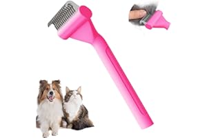 HYPERPETY Dog Brush for Shedding cat deshedding grooming supplies for indoor short long hair pet dematting undercoat rake for brish poodle remove matted fur slicker best comb tool cepillo para perros. (Pink)