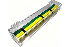 KLIZDUM Acrylic Flip-Top Martial Arts Belt Display Case – Clear Plastic Cover with Wood Base for Karate, Taekwondo, Judo, Jiu Jitsu Belts – Tabletop Dojo Showcase & Home Decor Organizer