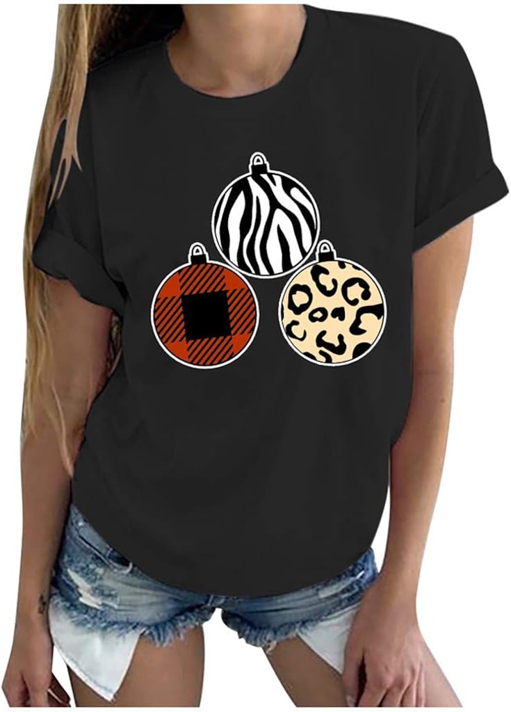 TIFENNY Fashion Tees Women's Summer Shirts Casual Short Sleeve Letter Printed O-Neck Tops Tee T-Shirt Blouse