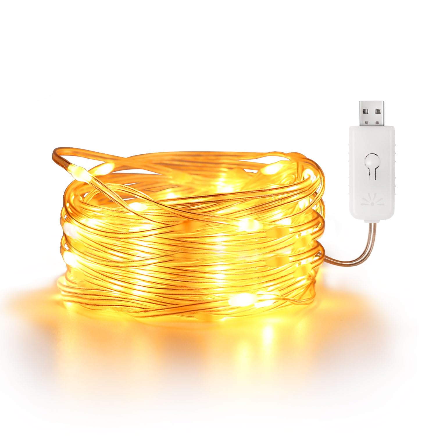 EXTRASTAR 100 LEDs PVC String Light, IP65 10M Warm White Fairy Light 8 Modes USB Powered, Indoor and Outdoor Use for Camping Tent Wedding and Christmas,1 Pack