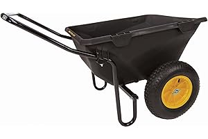 Polar Trailer 7 Cubic Foot Heavy Duty Utility Yard Garden Cart Wheelbarrow Cub Cart with Handle and Wide Track Rubber Wheels Hauling Outdoor, Black