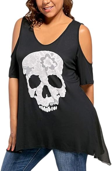 plus size skull tops