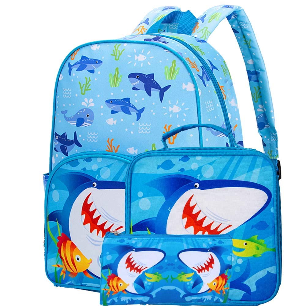 shark backpack and lunchbox