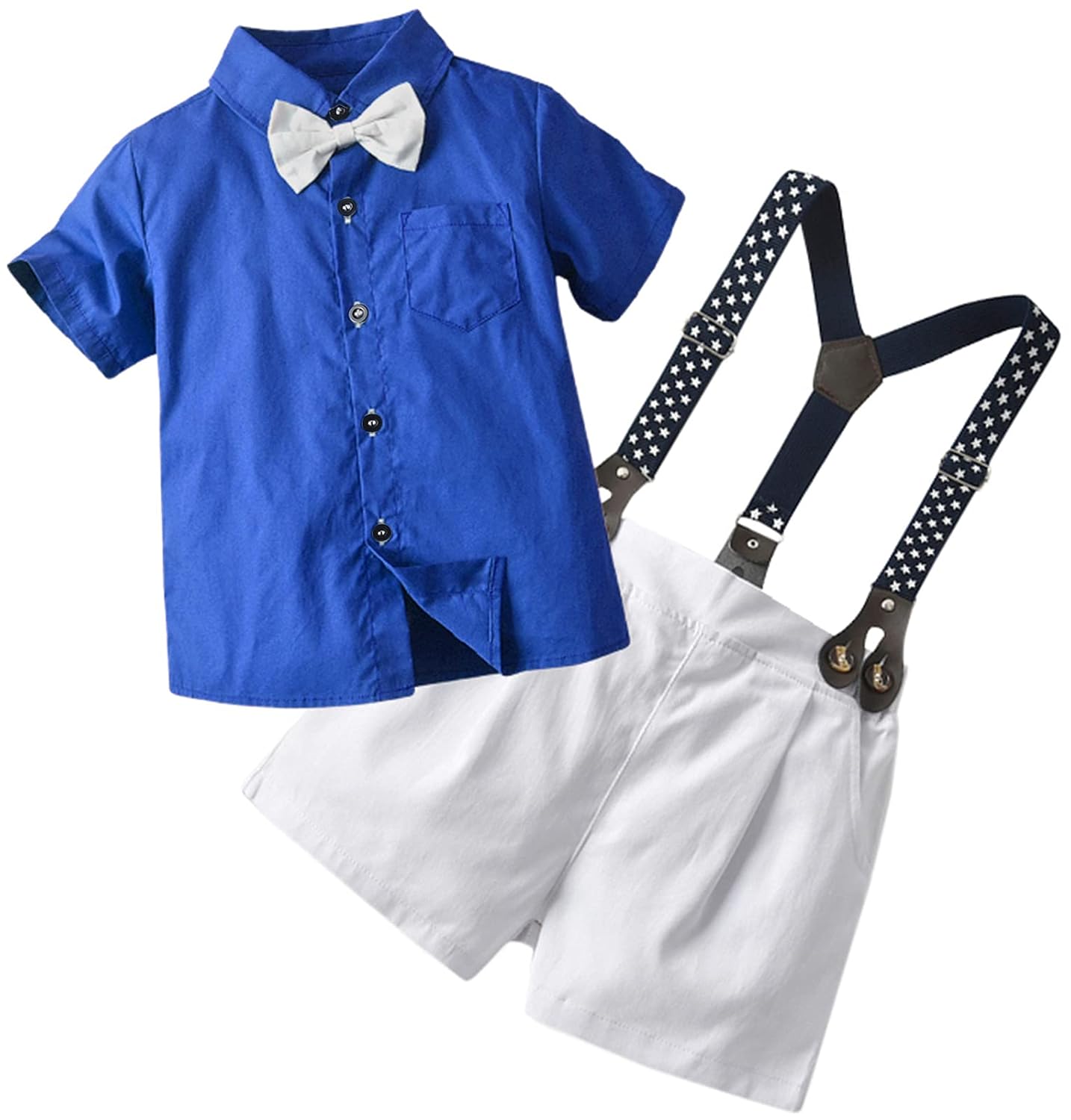 Buy Boys Summer Gentlemen Outfit, Button Down Dress Shirt with Bow Tie