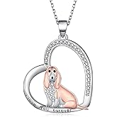 SVODEA Basset Hound Necklace 925 Sterling Silver Basset Hound Gifts Cute Dog Jewelry Gifts for Women