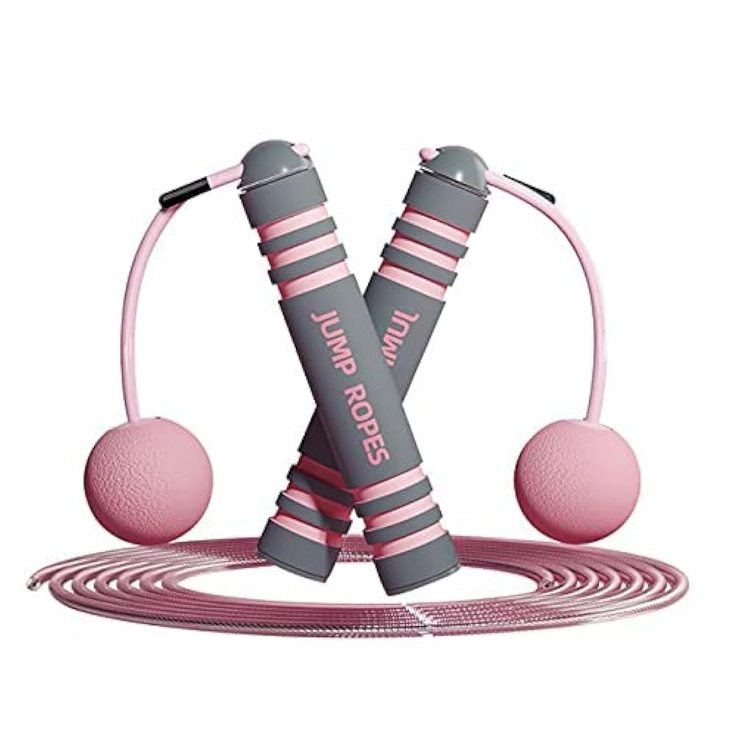 eBoutik - Ropeless Skipping Rope with Weighted Balls – Adjustable Tangle-Free Jump Handles for Home HIIT & Gym Cardio – Boxing, Core & Fat-Burn Workout – Pink