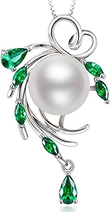 HXZZ Fine Jewelry Gifts for Women 925 Sterling Silver Freshwater Cultured White Pearl Pendant Necklace