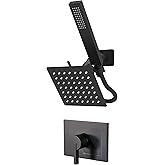 SOOOHOT Black Shower Head and Handle Set, Shower Faucet Set Dual Shower Heads with Handheld Spray Combo, All Metal 6" Dual Shower Head Combo and 3-Way Diverter, Black Shower Faucet Set with Valve