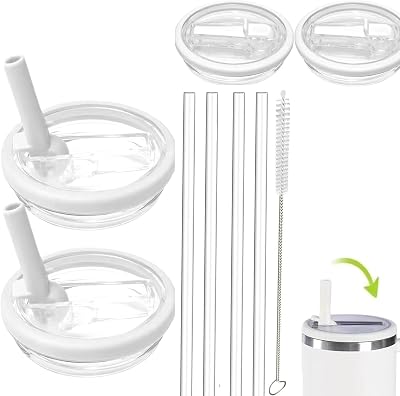 MOECSHSY 2 Pack 40 oz Tumbler Flip Straw Lid Replacement - White