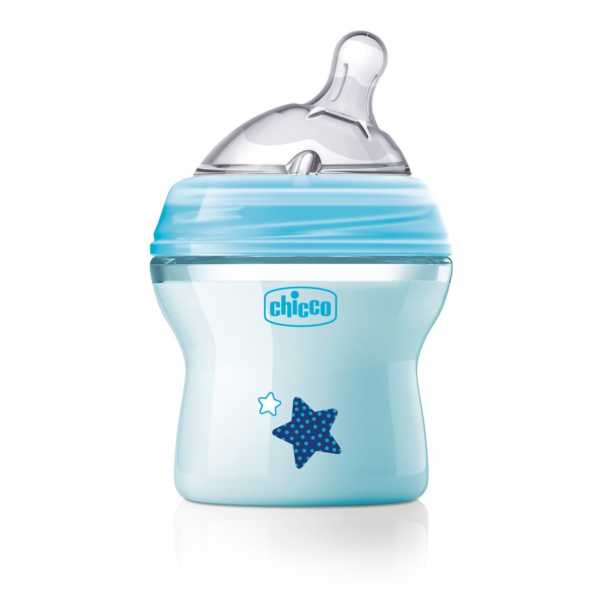 Chicco Natural Feeling Anti-Colic Baby Bottle for 0+ Months, 150 ml, with Soft Silicone Teat and Double Valve, Natural and Instinctive Feel When Vacuuming, Plastic Bottle