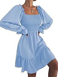 LYANER Women's Square Neck Lantern Long Sleeve