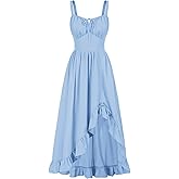 Scarlet Darkness Renaissance Dress Women Summer Corset Dress Flowy Sleeveless Milkmaid Vacation Sundress with Pockets