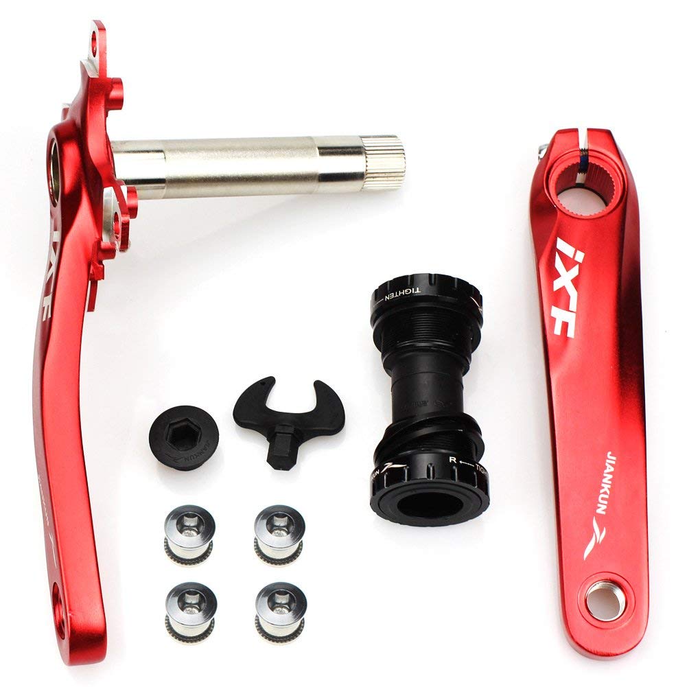 CYSKY Bike Crank Arm Set Mountain Bike Crank Arm Set 170mm 104 BCD with Bottom Bracket Kit and Chainring Bolts for MTB BMX Road Bicyle, Compatible with Shimano, FSA, Gaint (Red)
