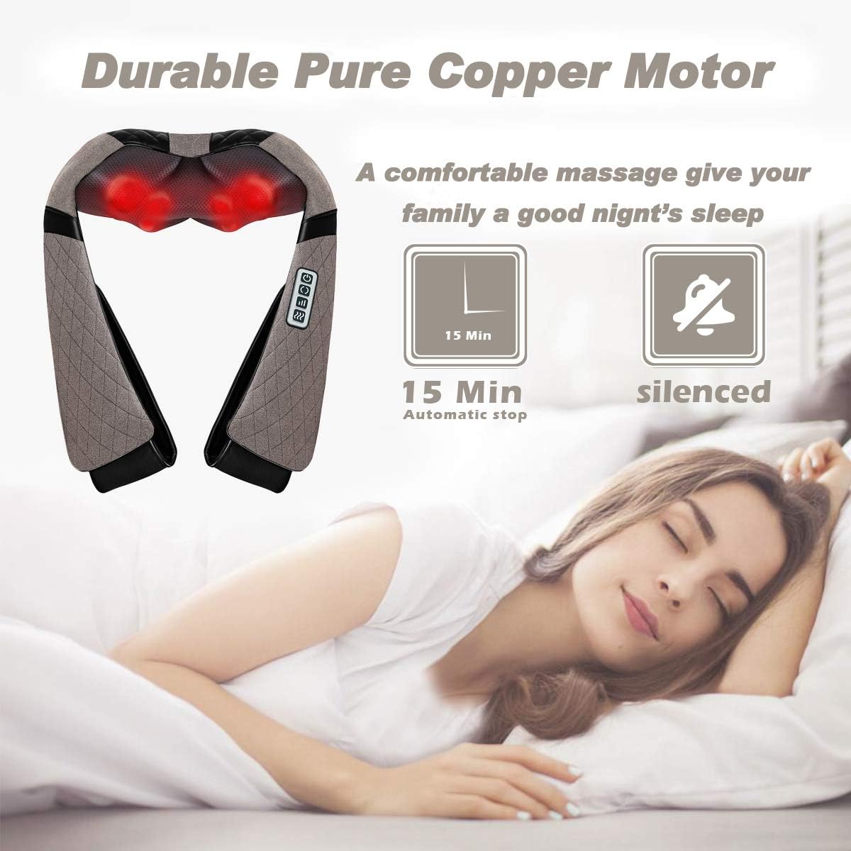 Neck Back Massager, Shiatsu Neck Shoulder Massager with Heat, Electric Neck Massage Pillow 3D Kneading for Neck,Back, Shoulder, Foot, Leg Muscles Pain Relief Relax in Car Office and Home: Health & Personal Care