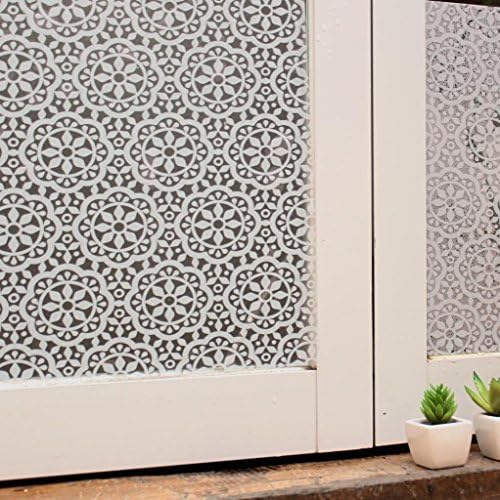 Color Your World Vinyl Static Cling Glass Film Home Adhesive Free Privacy Window Film Decorative Floral Stained Glass Window Stickers Film,35.5 x 78.7 inches (90CM by 200CM)