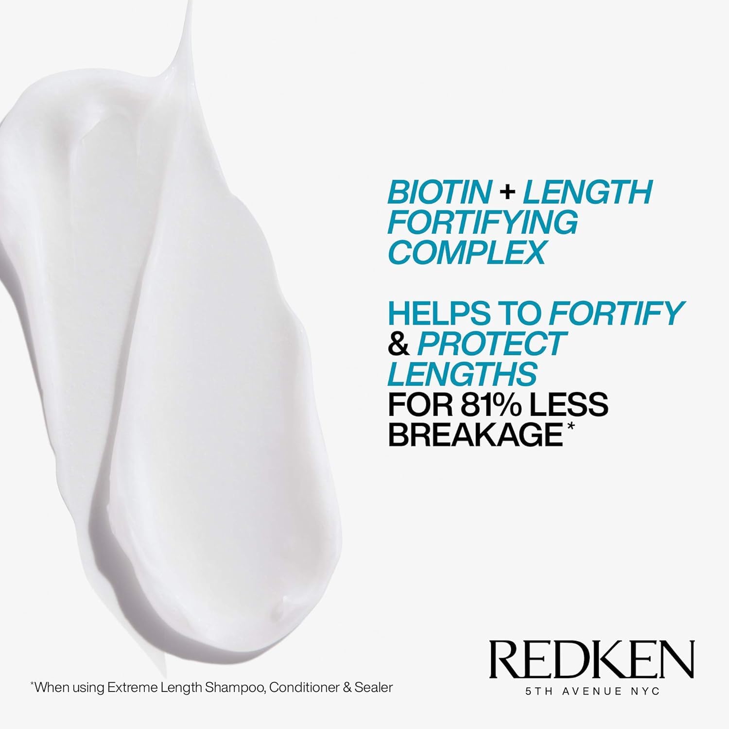 Redken Extreme Length Biotin Conditioner For Longer Hair – Promotes Healthy Hair Growth, Strengthens & Detangles Damaged Hair, Infused With Biotin & Castor Oil​