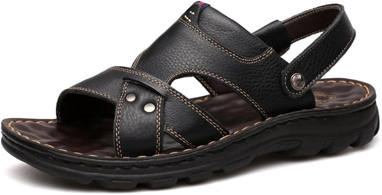 ハウス 2way メンズサンダル レザー 本革 スリッパー ビーチサンダル 夏 サマー 通気性 クッション性 ダークブラウン ライトブラウン 黒 ファッションサンダル Amazon
