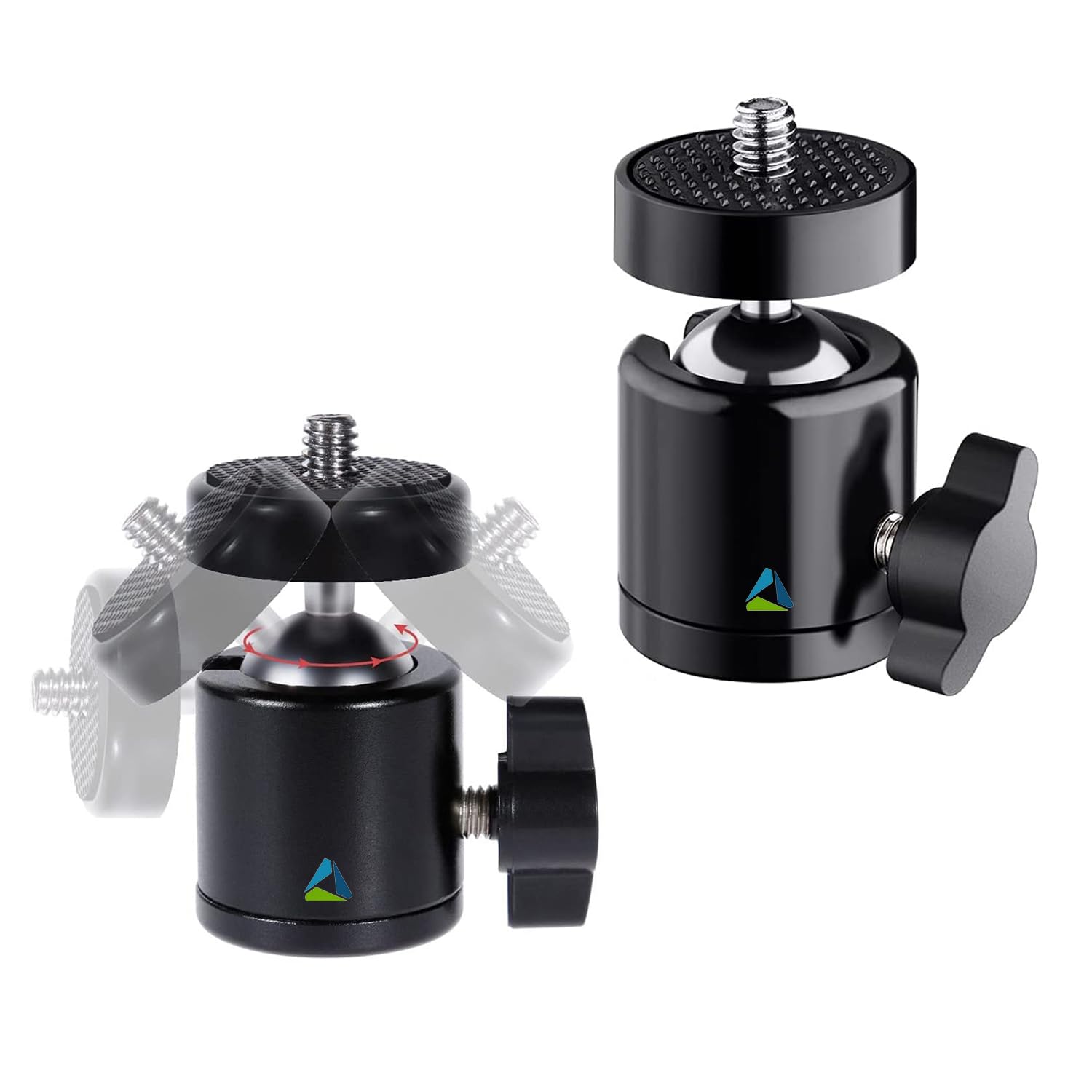 Mini Ball Head Tripod Mount with 360° Swivel, Removable 1/4" Hot Shoe Adapter for Camera Brackets, Ball Head Stand, Camera Holder