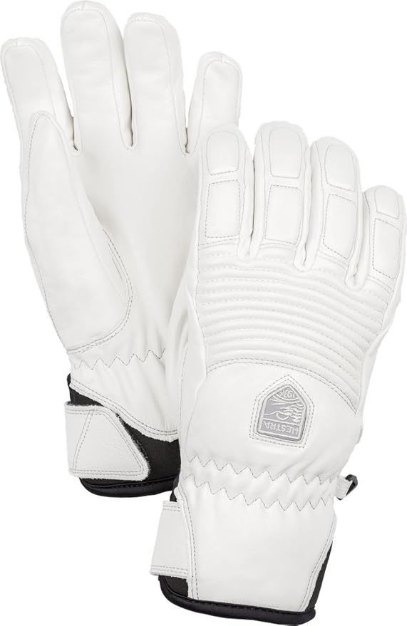 Hestra Womens Ski Gloves: Fall Line Leather Cold Weather Winter Gloves, Off White/Off White, 7