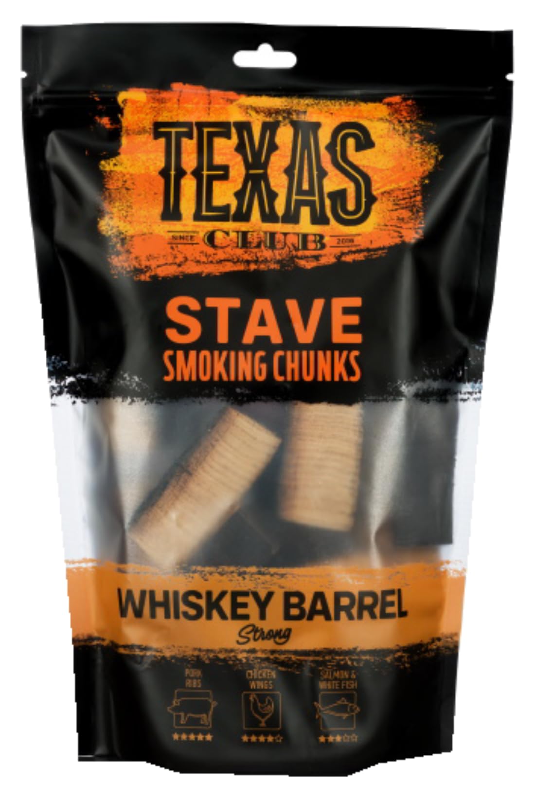 TEXAS CLUB Smoking Wood Chunks Perfect BBQ Grill and Outdoor Picnic (Whiskey Barrel)