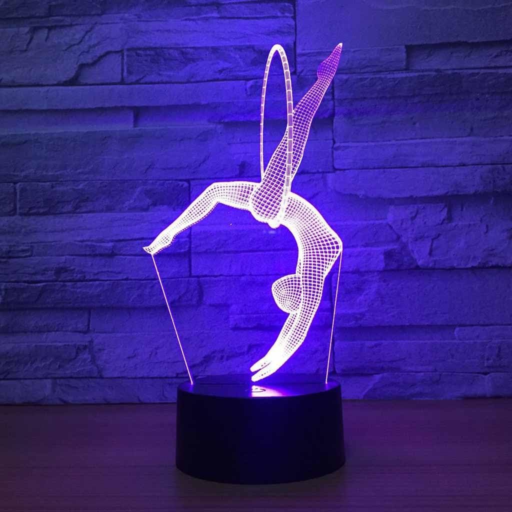 ZNND USB Charging Creativity 3D Abstract Gymnastics Night Light 7 Color Change,Birthday/Holiday Gifts for Children