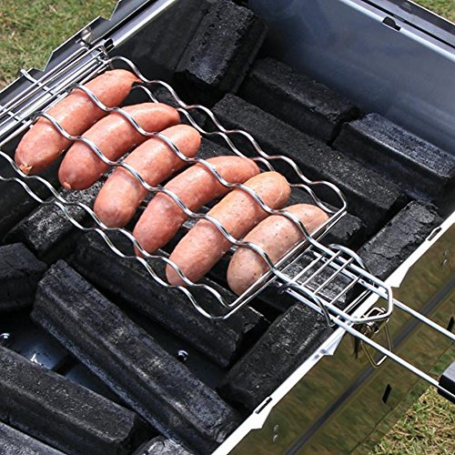Taloyer Multi-functional Stainless Steel Barbecue Hot Dog Sausage Grilling Basket Clip Meat Vegetable Grill Rack Tool BBQ Cooking Tools