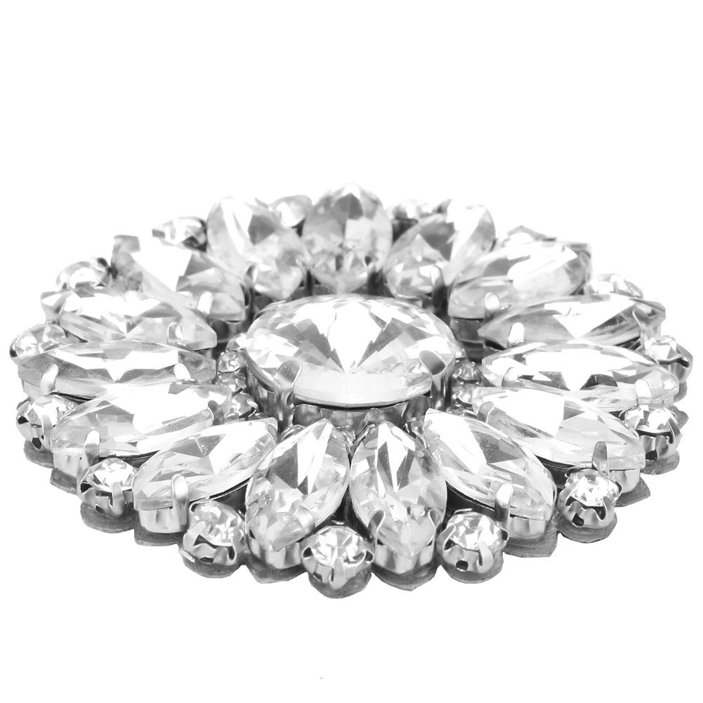 Rhinestone Applique, DIY Sew Faux Pearl Patch 2pcs Rhinestone Applique Sew On Faux Pearl Patch Rhinestone Applique Shiny Exquisite Wearable for Clothes Shoes Bag (01 Round Marquise Diamond Flowers)