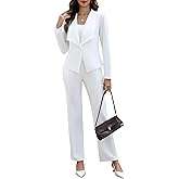Pant Suits for Women Business Casual 2 Piece Outfits Dressy Open Front Blazer Jacket and Pants Set