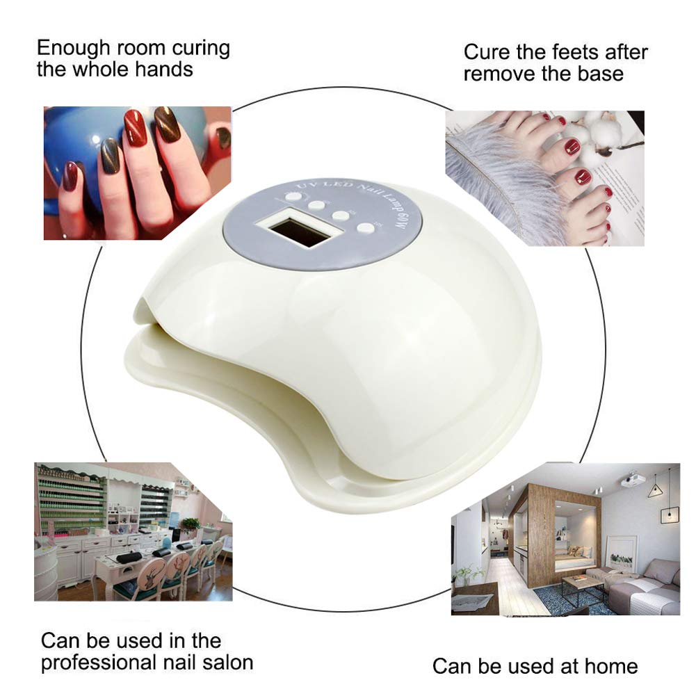 60W Gel Nail Lamp UV LED Dryer Curing Lamps Light Fingernail & Toenail Polish Art Professional by Snow Eagle-L
