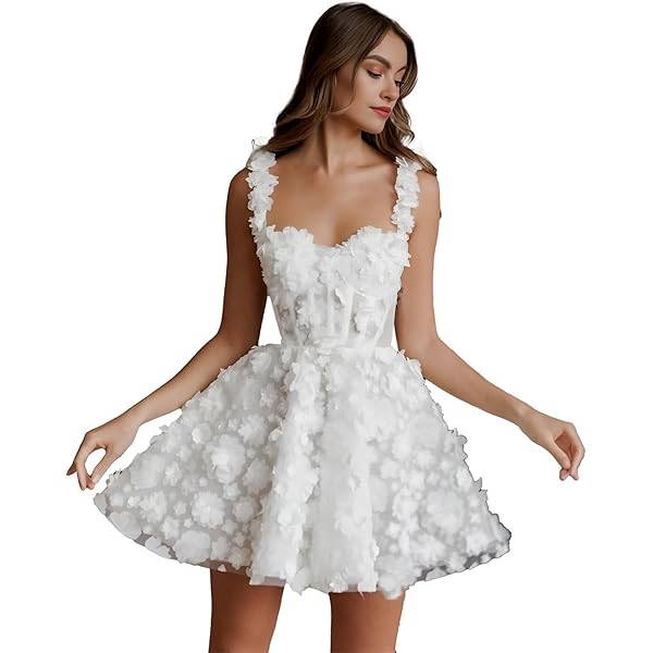 Lxhome Short Wedding Dresses for Women Bride Ivory Corset Mini Bride Dress 3D Floral Fairy Wedding Dress Ivory One Size at Amazon Women's Clothing store Lxhome Short Wedding Dresses for Women Bride Ivory Corset Mini Bride Dress 3D Floral Fairy Wedding Dress Ivory One Size at Amazon Women's Clothing store